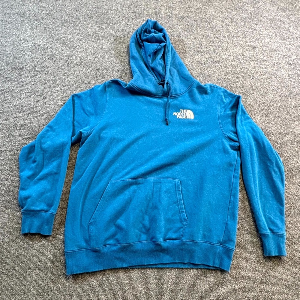 The North Face Hoodie Men's L Blue Cotton Fleece-Lined Performance Sweatshirt